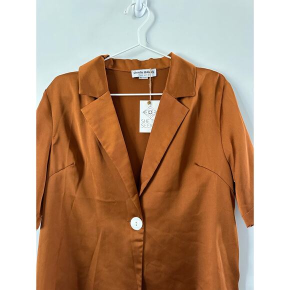 Anthropologie Charlie Holiday Heavenly Copper Rust Button Shirt size 4 - Picture 6 of 9